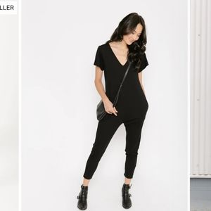 Smash+Tess cozy Sunday romper in midnight black